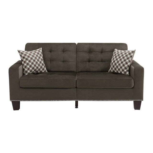 Lantana Chocolate Fabric Tufted Sofa front view