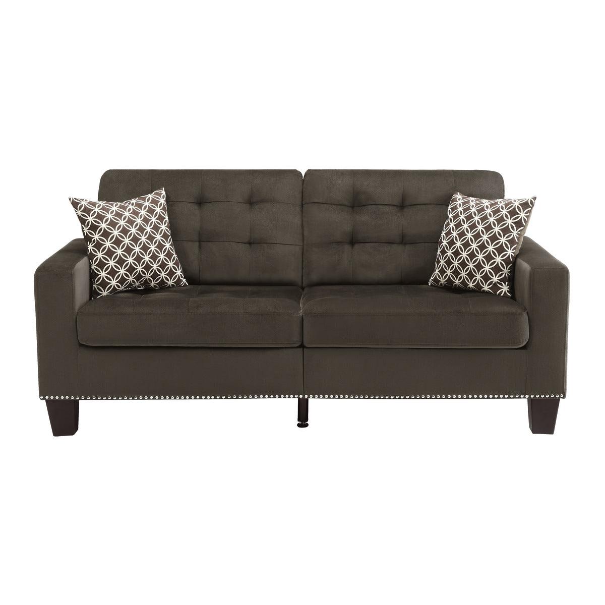 main view of Lantana Chocolate Fabric Tufted Sofa furniture