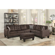 main view of Lantana chocolate fabric reversible sectional sofa