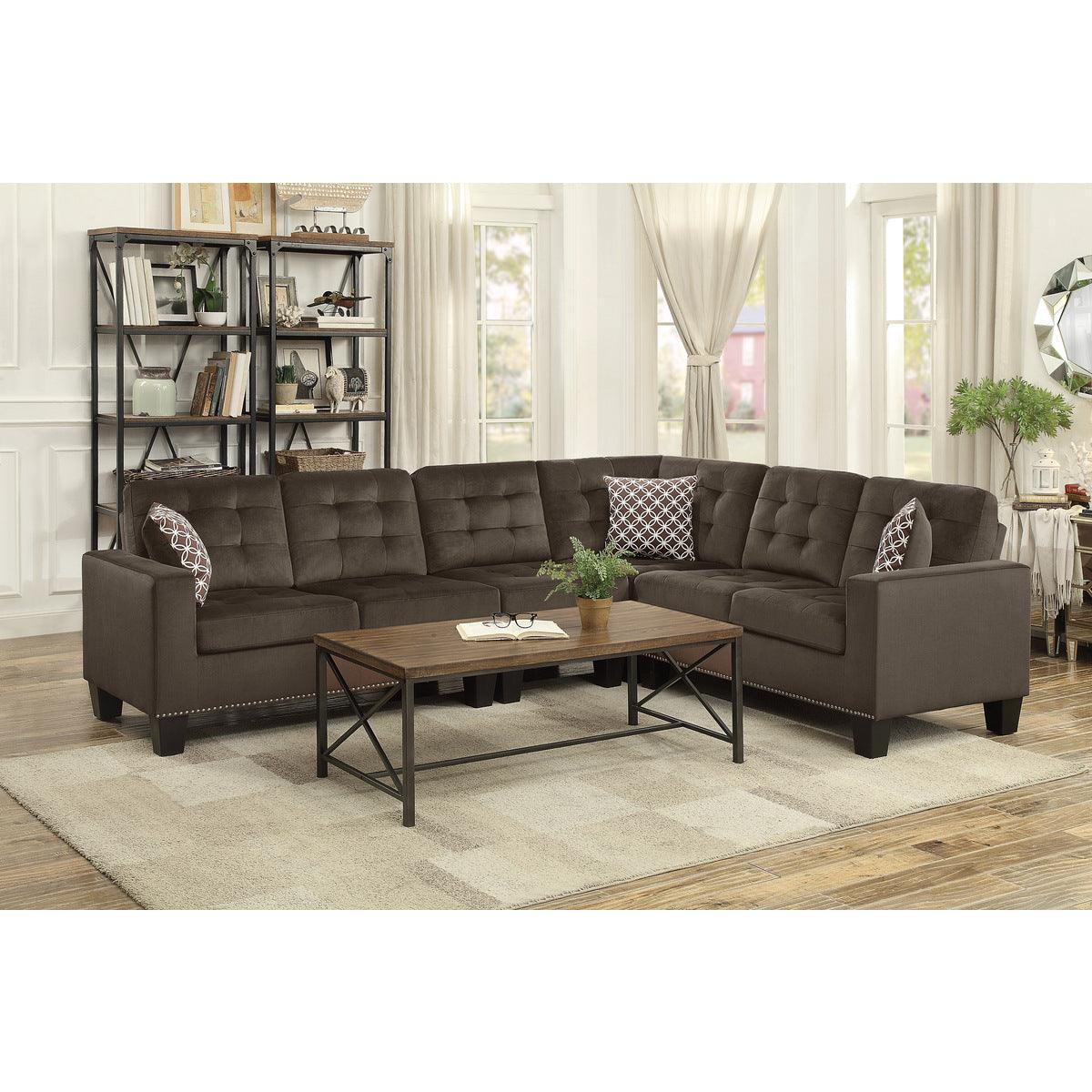 Lantana Chocolate Sectional sofa in styled living room