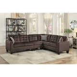 side view of Lantana Chocolate Fabric Reversible Sectional sectional sofa