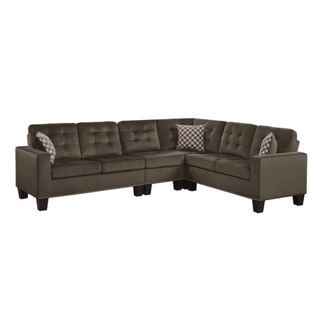 Lantana Chocolate Fabric 4-Piece Reversible Sectional sofa front view