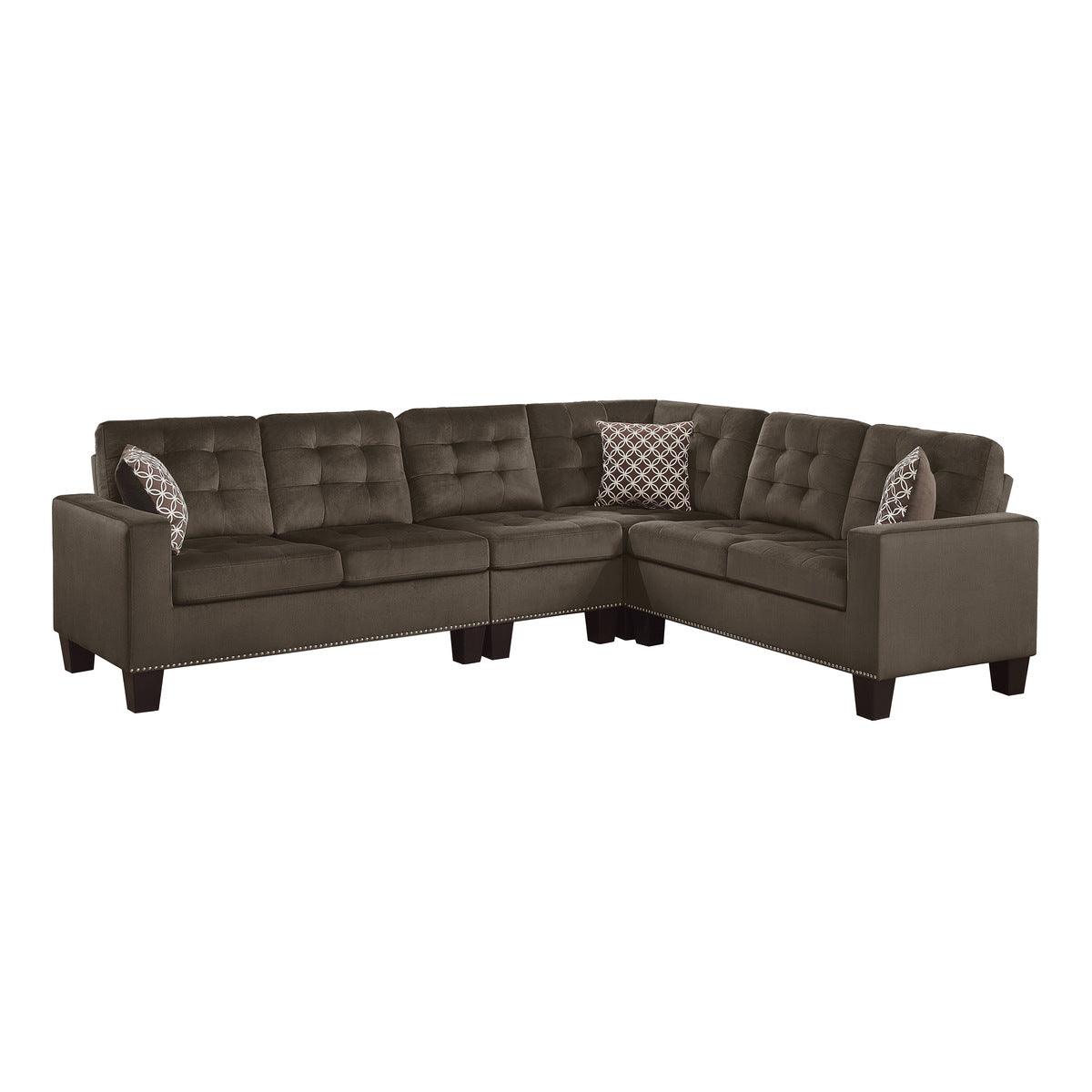 main view of Lantana Chocolate Fabric 2-Piece Reversible Sectional sectional sofa