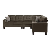 Side angle of Lantana Chocolate Fabric Reversible Sectional sofa