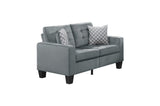 Front angle of Lantana Gray Fabric Tufted Loveseat