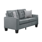 Lantana Gray Tufted Fabric Loveseat angled view