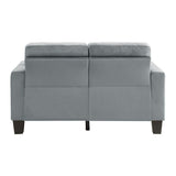 Lantana Gray Tufted Fabric Loveseat back view