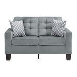 Lantana Gray Tufted Fabric Loveseat front view