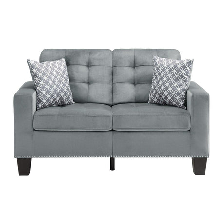 Lantana Gray Tufted Fabric Loveseat front view