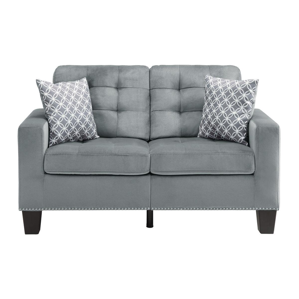 Lantana Gray Modern Contemporary Solid Wood And Plywood Fabric Upholstered Tufted Love Seat - Ella Furniture