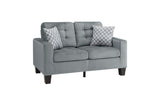 Side angle view of Lantana Gray Fabric Tufted Sofa