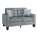 Lantana Gray Tufted Fabric Loveseat side view