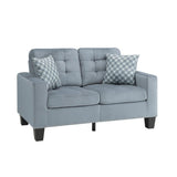Lantana gray fabric tufted loveseat side view