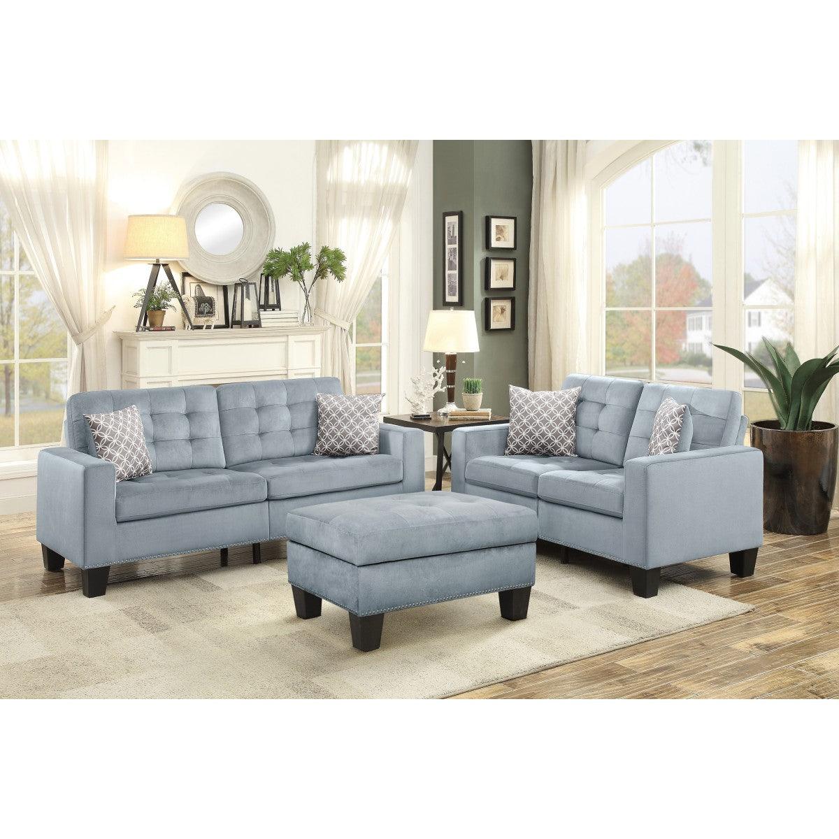main view of Lantana Gray Fabric Tufted Sofa Love furniture