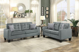 Lantana Gray Fabric Tufted Living Room Sofa side view