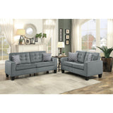Side angle of Lantana Gray Tufted Fabric Sofa