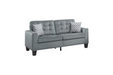 Back view of Lantana Gray Fabric Tufted Sofa and Loveseat set