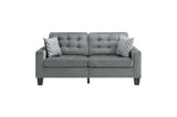 Side view of Lantana Gray Fabric Tufted Loveseat