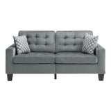 Lantana Gray Tufted Fabric Sofa front view