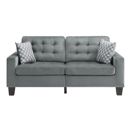 Lantana Gray Tufted Fabric Sofa front view