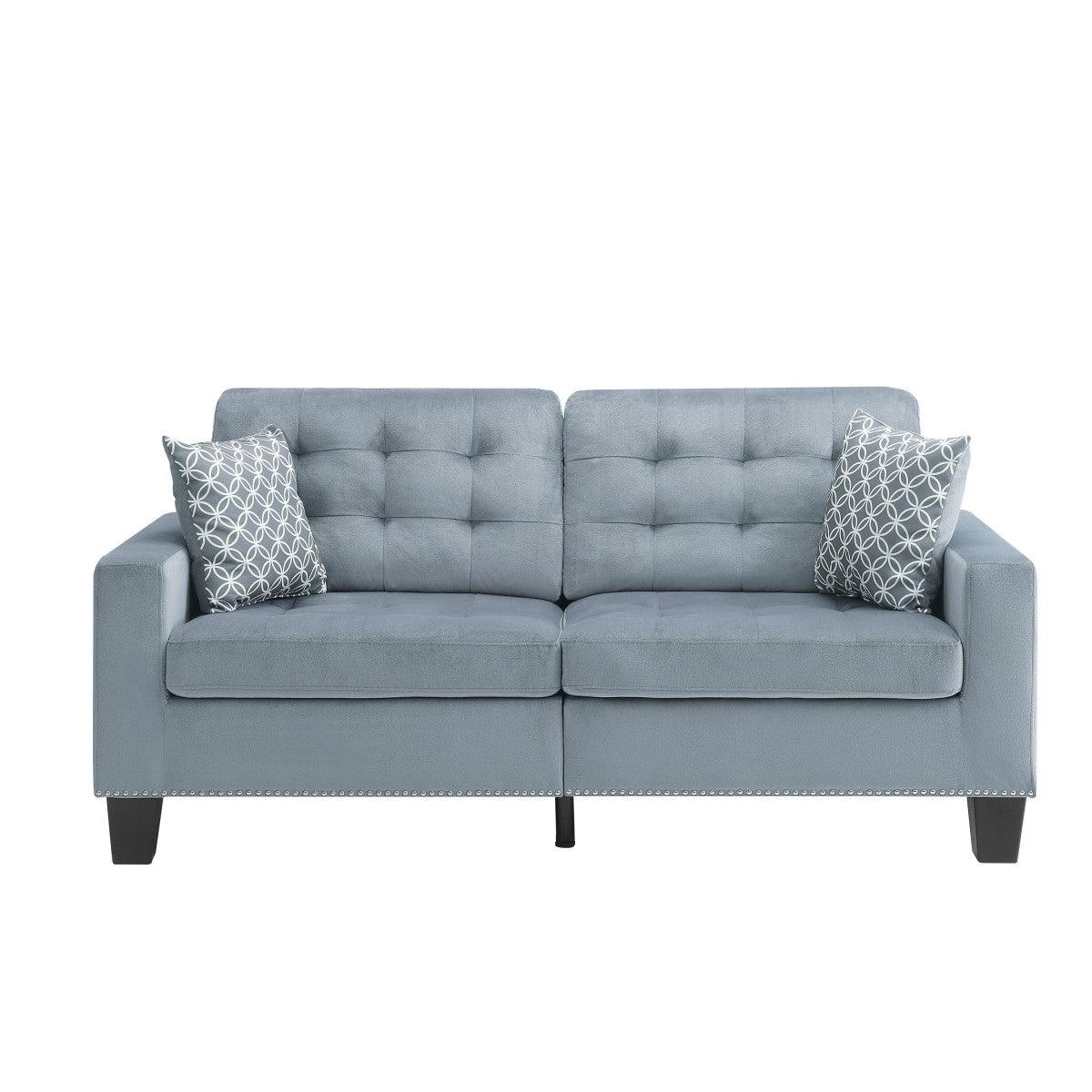 main view of Lantana Gray Fabric Tufted Sofa With 2 Pillows furniture