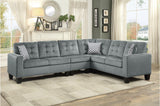 Lantana Gray Fabric Tufted Loveseat main front view