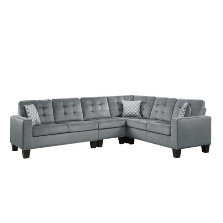 Main view of Lantana Gray Fabric 4-Piece Reversible Sectional sofa