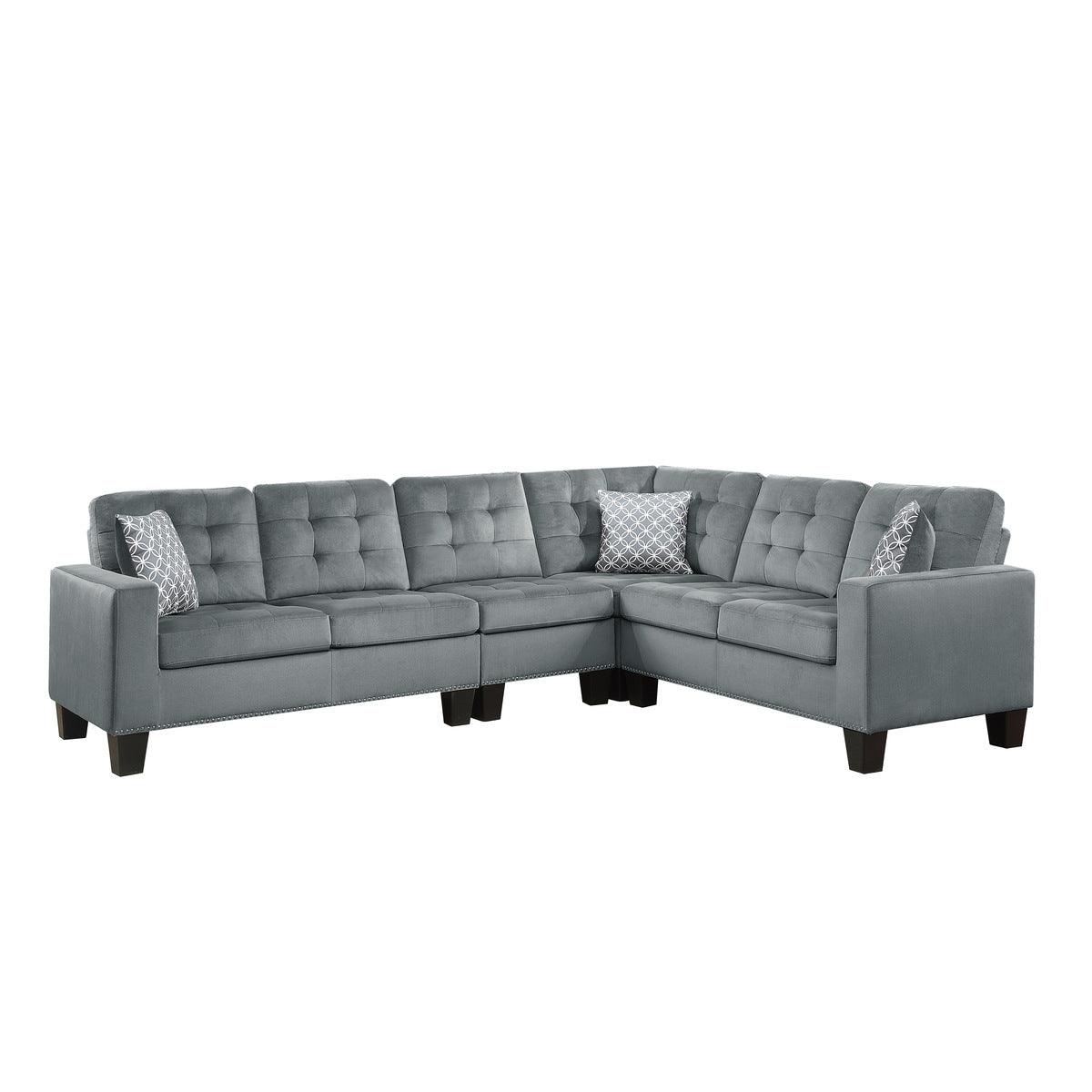main view of Lantana Gray Fabric 2-Piece Reversible Sectional sectional sofa