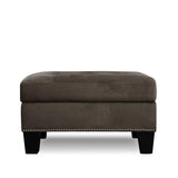 Lantana Chocolate Velvet Tufted Storage Ottoman side view