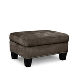 Lantana Chocolate Velvet Tufted Storage Ottoman front angle
