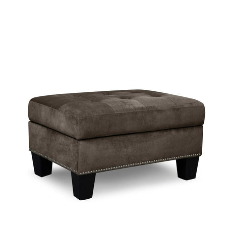 Lantana Chocolate Velvet Tufted Storage Ottoman front angle