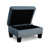 Lantana gray velvet tufted storage ottoman open storage view
