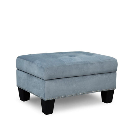 Lantana gray velvet tufted storage ottoman front view