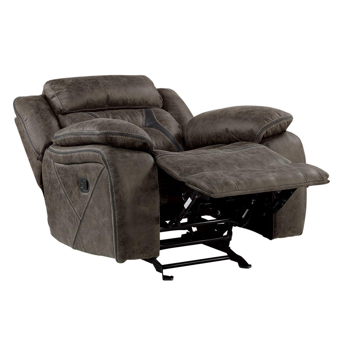 Madrona Hill Dark Brown Solid Wood Plywood Polished Microfiber Upholstery Glider Reclining Chair - Ella Furniture