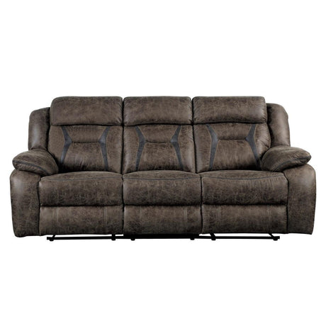 Madrona Hill Dark Brown Double Reclining Sofa front view