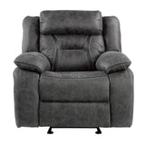 Madrona Hill Gray Solid Wood And Plywood Polished Microfiber Upholstery Glider Reclining Chair - Ella Furniture