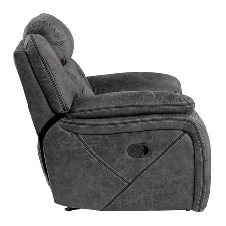 Alternate side view of Madrona Hill Gray Glider Reclining Chair