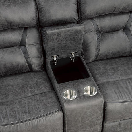 Center console with cup holders on Madrona Hill loveseat