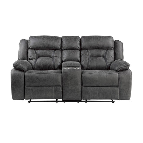 Madrona Hill gray double reclining loveseat front view
