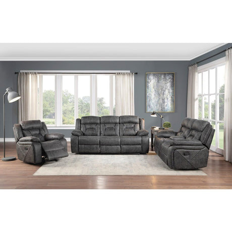 Group view of Madrona Hill Gray Glider Reclining Chair angles