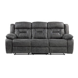 Madrona Hill Gray Solid Wood And Plywood Polished Microfiber Upholstery Double Reclining Sofa - Ella Furniture