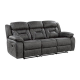Madrona Hill Gray Solid Wood And Plywood Polished Microfiber Upholstery Double Reclining Sofa - Ella Furniture