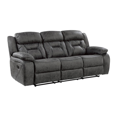 Side view of Madrona Hill Gray double reclining sofa