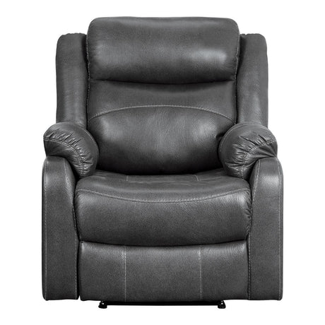 Yerba Dark Gray Lay Flat Reclining Chair, angled front view