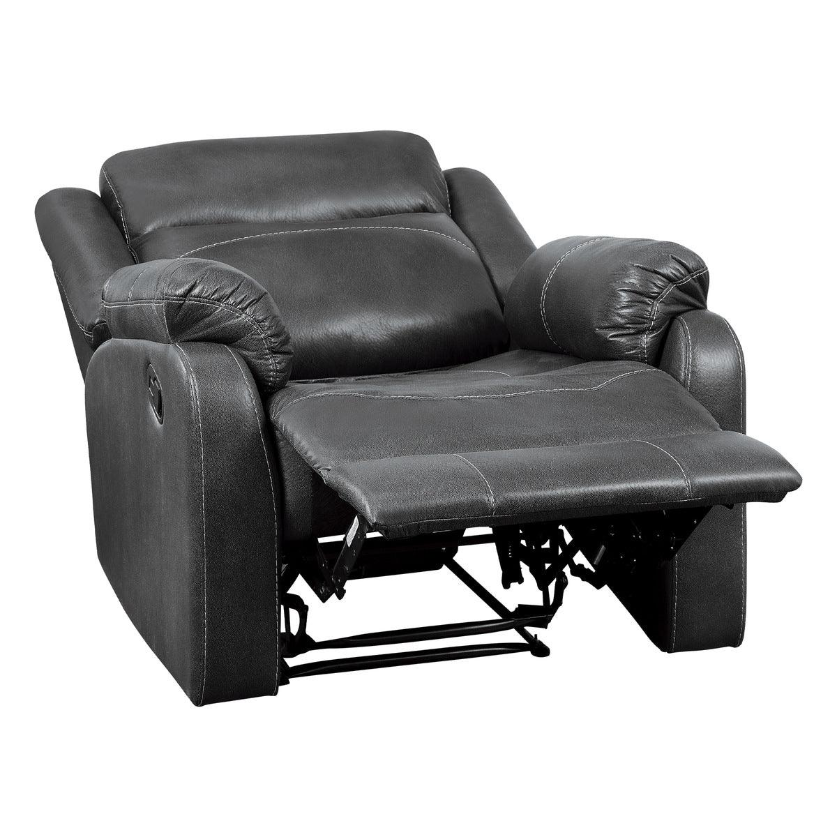 Yerba Dark Gray Lay Flat Reclining Chair, extended reclining angle