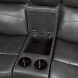 Detail of dark gray polished microfiber fabric upholstery