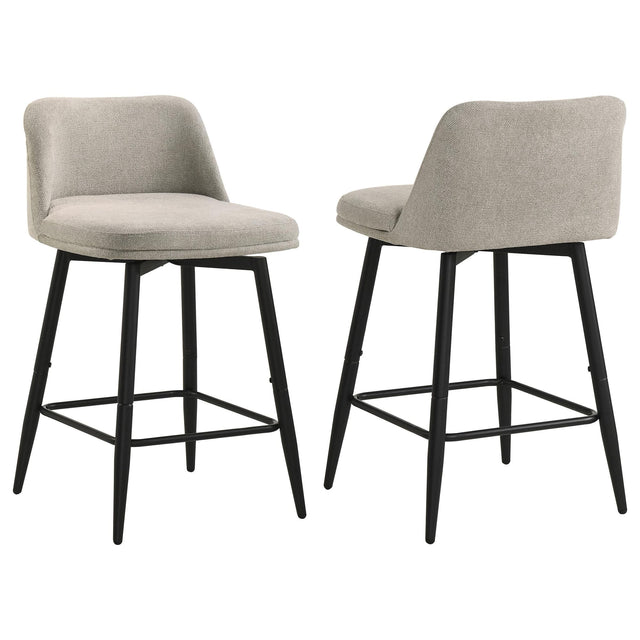 Mellor Slate Brown Fabric Upholstered Swivel Counter Chair Set of 2 — product view