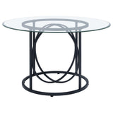 Levy 48-inch Round Glass Top Dining Table Matte Black — product image 2
