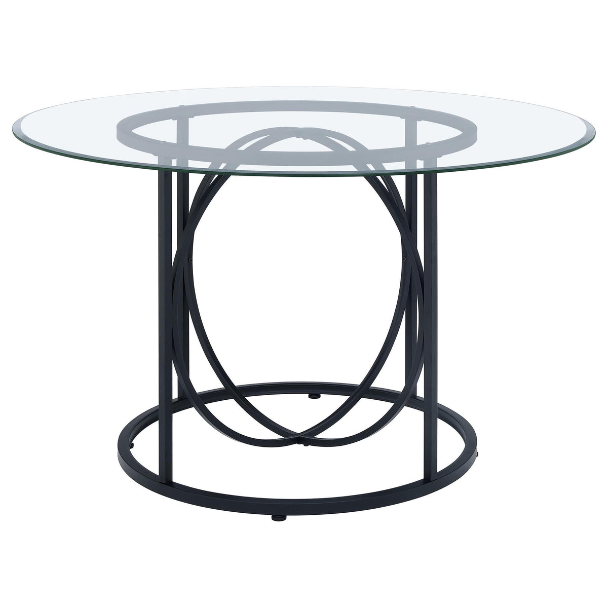Levy 48-inch Round Glass Top Dining Table Matte Black — product image 2