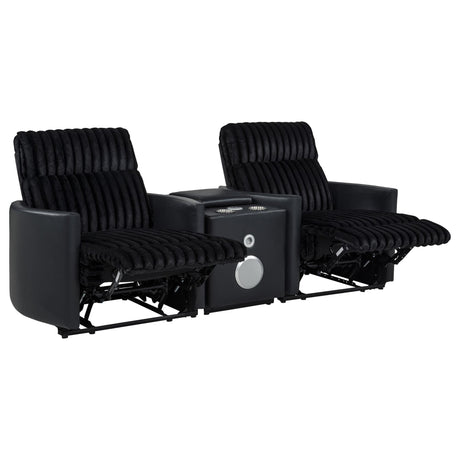 Madden 3-piece Corduroy Upholstered Manual Theater Seating Black — product image 3